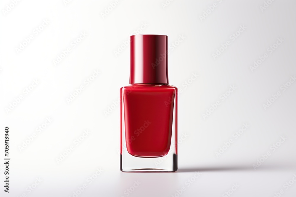 Bottle of red nail polish on white background Bottle of red nail polish on white background