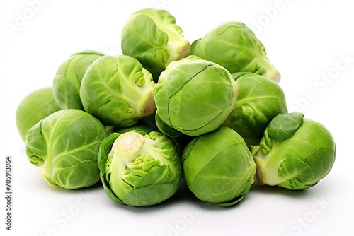 Fresh brussels sprouts isolated on white background