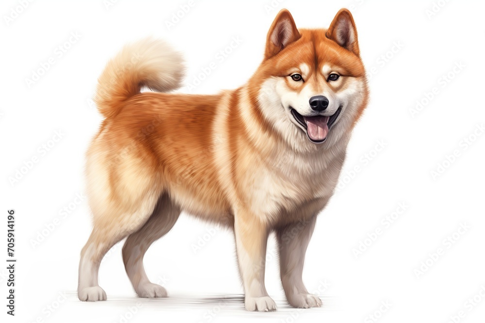 Young Akita Inu dog on white background Young Akita Inu dog on white background