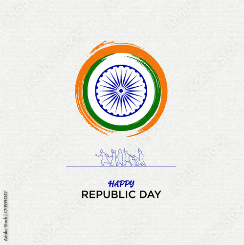 Republic Day Greeting Card Vibrant Saffron Background, Embodying the Spirit of Patriotism and Festivity, as We Celebrate the Strength and Unity of India