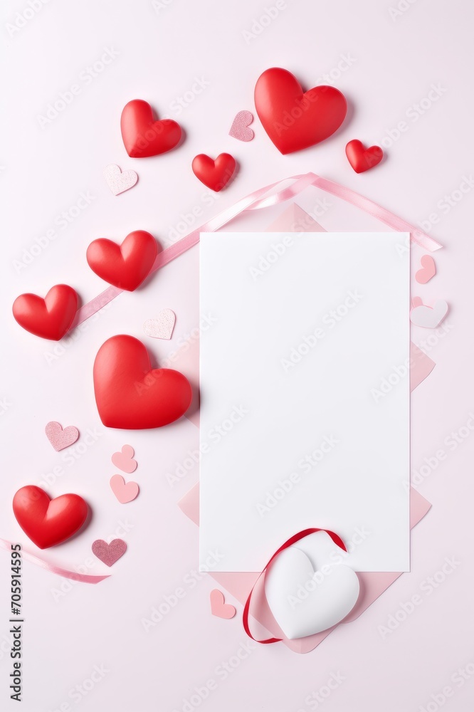 White big card with little hearts around on a white background for valentine's day or wedding anniversary with copy space for text White big card with little hearts around on a white background for valentine's day or wedding anniversary with copy space for text