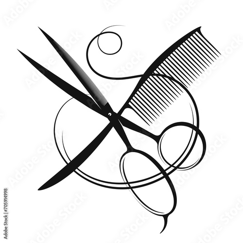 Scissors and comb stylist hairstyle unique design. Beauty salon and hair salon sign
