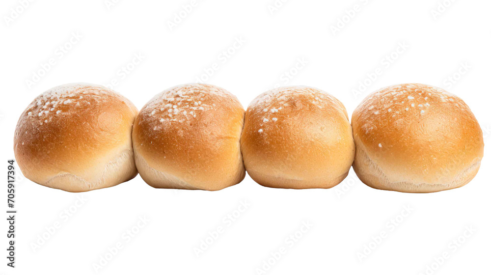  Hamburger Buns with sesame seeds isolated on transparent background 