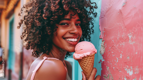  woman with ice cream, ai photo