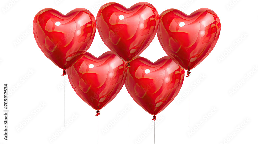  Heart shaped red balloons , Valentine Background Images isolated onn transparent background.