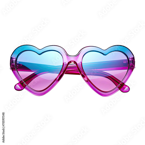  Heart shaped sunglasses isolated on transparent background.