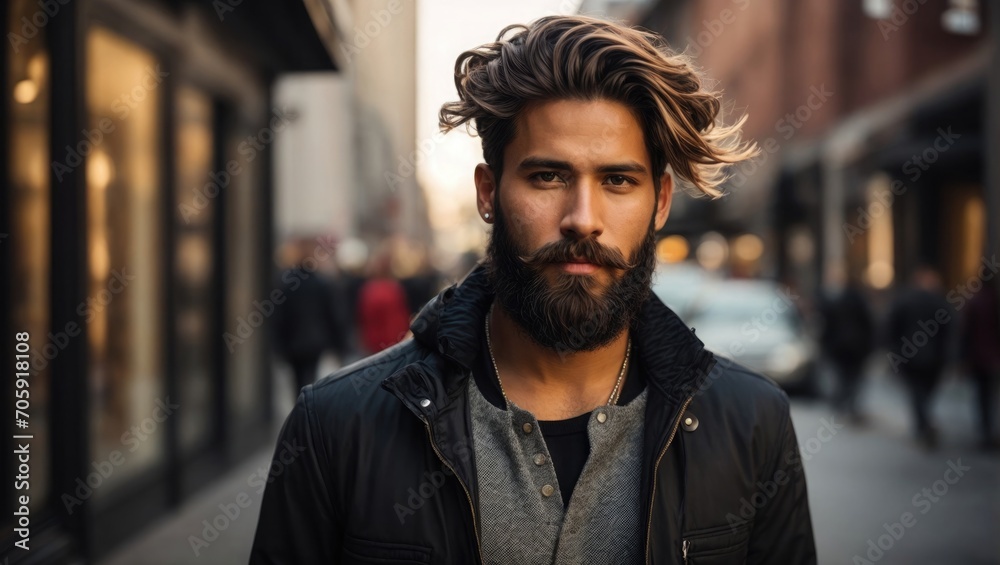 Stylish hipster with cool attitude in city street