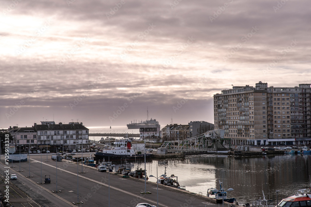 Panoramic view of the port of Saint-Nazaire in Brittany, France