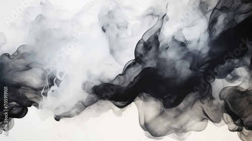 Abstract black smoke on a white background. Texture. Design element.