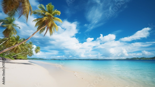 panorama of a tropical beach with palm trees © Артур Комис