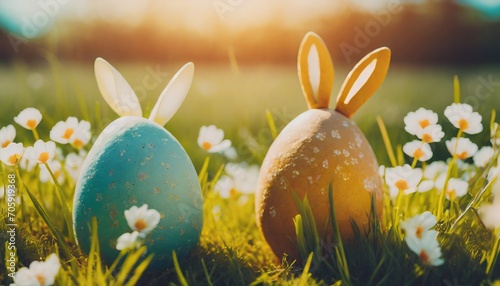  Easter Egg Bunny Crafts in Spring Meadow, Festive Holiday Decoration Concept