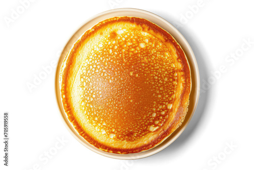 A pancake isolated from the white or transparent background, top view photo