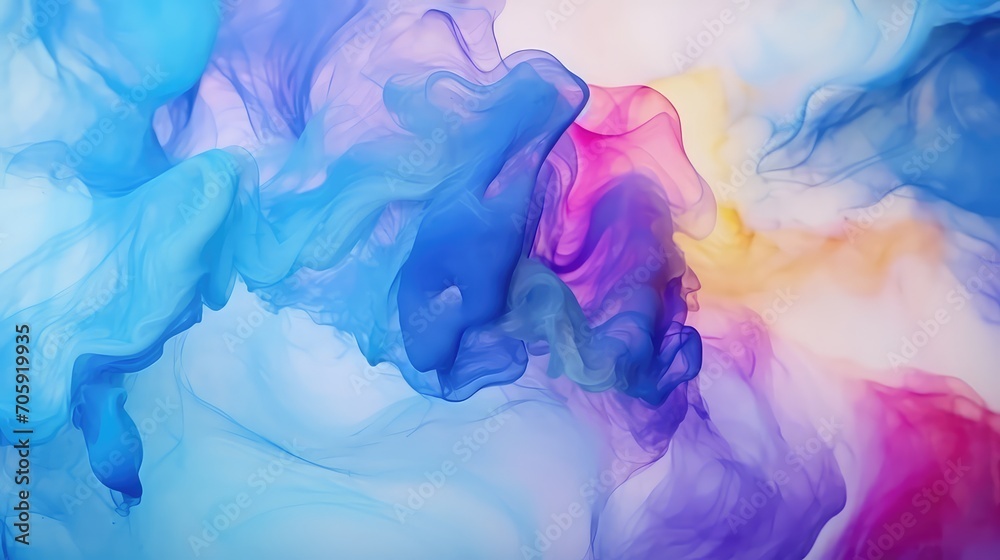 Abstract ink in water. Colorful abstract background. Digital painting.
