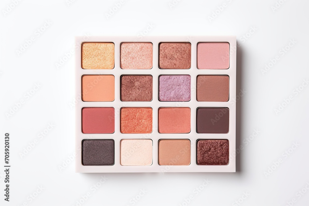 Makeup eyeshadow palette on white background. Cosmetic products Makeup eyeshadow palette on white background. Cosmetic products