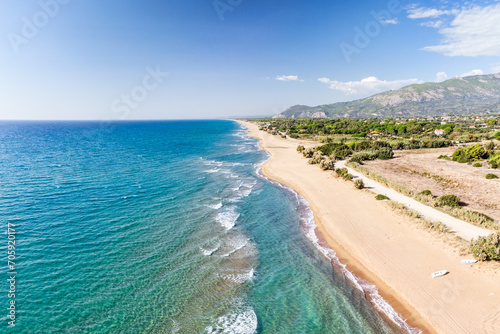 The sandy beach Zacharo in Ilia, Greece photo