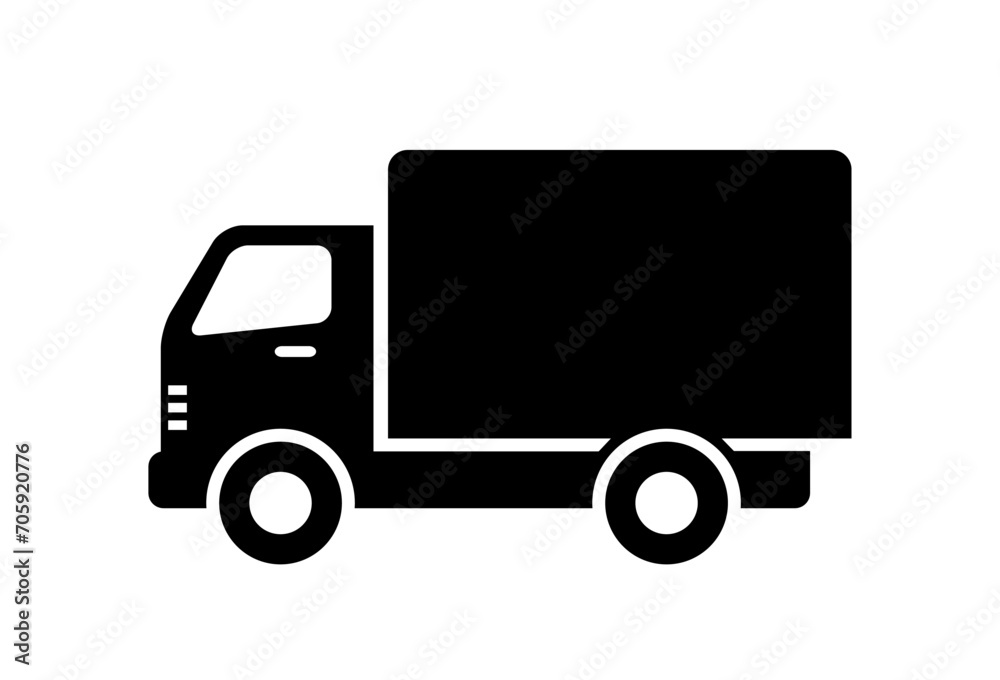 Black truck vector icon on white background