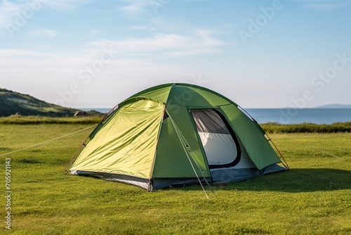 Camping and tents in the park on green grass