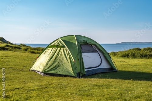 Camping and tents in the park on green grass