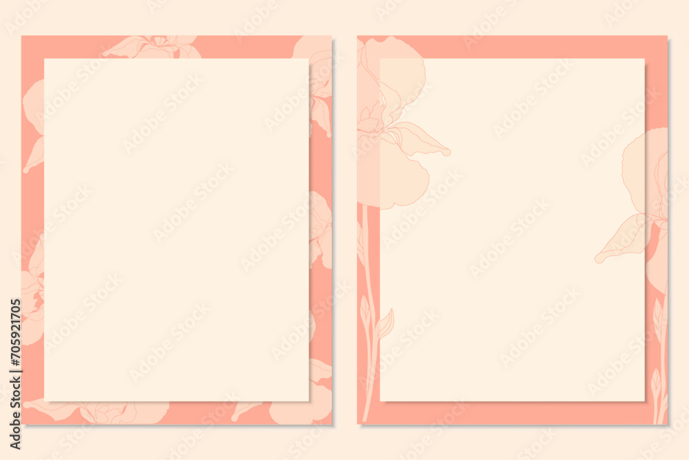 Set of two botanical backgrounds in peach colors. Delicate flowers in the design of storizas. Monochrome images for post. Design of postcard, invitations, flyers. Set of two botanical backgrounds in peach colors. Delicate flowers in the design of storizas. Monochrome images for post. Design of postcard, invitations, flyers.