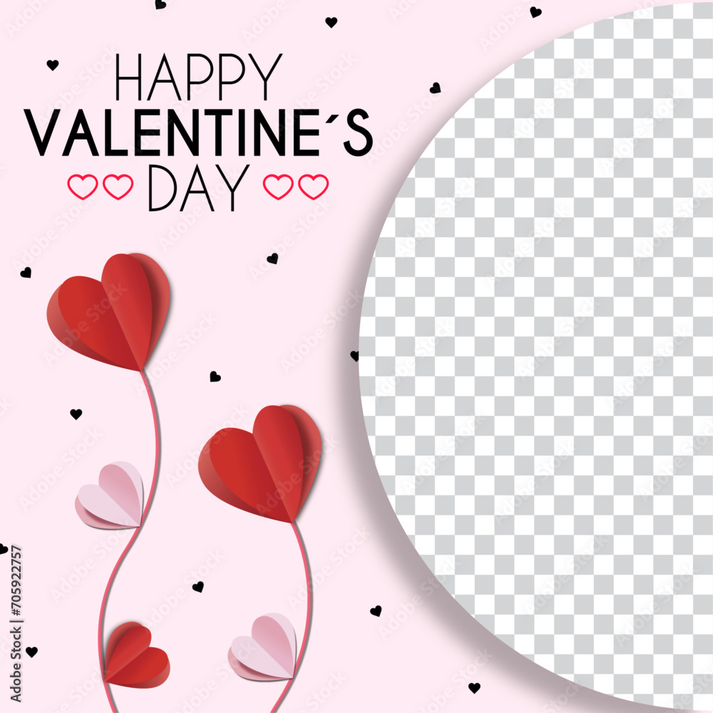 Banner Plantilla en circulo para el 14 de febrero día de san Valentín, día del amor y la amistad, con corazones 3d