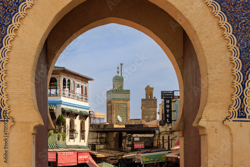 Fez. Morocco. The Bab Boujloud gate built in the 12th century.
