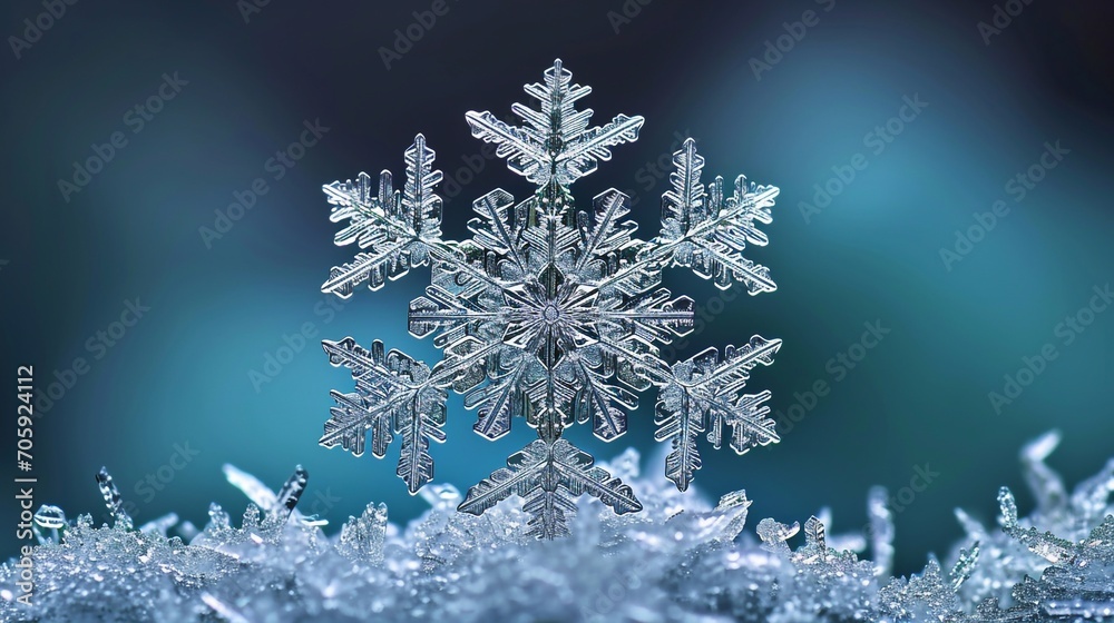 Snowflake winter close up