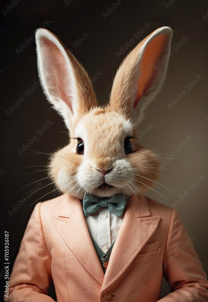 Funny Easter rabbit. Anthropomorphic animal.