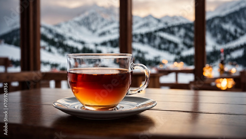 cup of tea at a ski resort