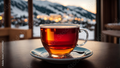 cup of tea at a ski resort