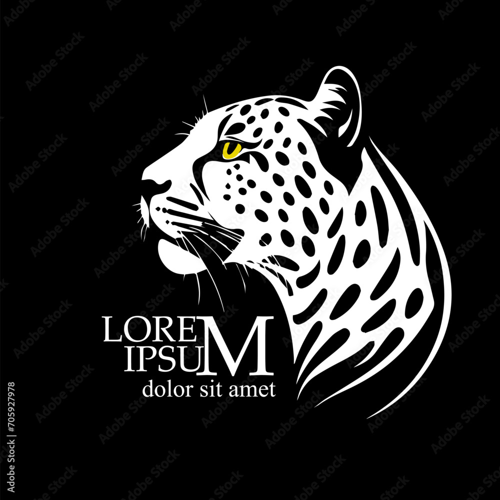 Cheetah black and white logo. hand drawing. Not AI, Vector illustration