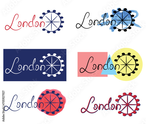 London Eye London city lettering sign sketch watercolor swatch