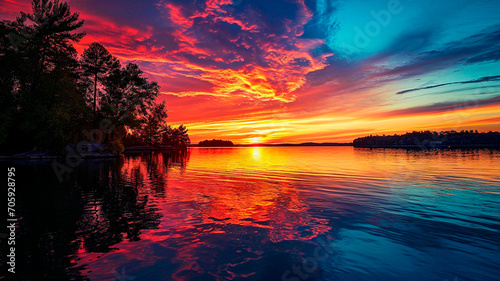 sunset on the lake