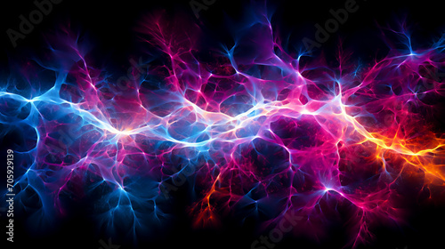 Dynamic Neon Smoke Waves in Vivid Colors created with Generative AI technology