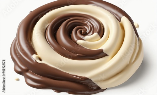 Dark chocolate bar icon with milk and chocolate cream splash, 3d illustration.