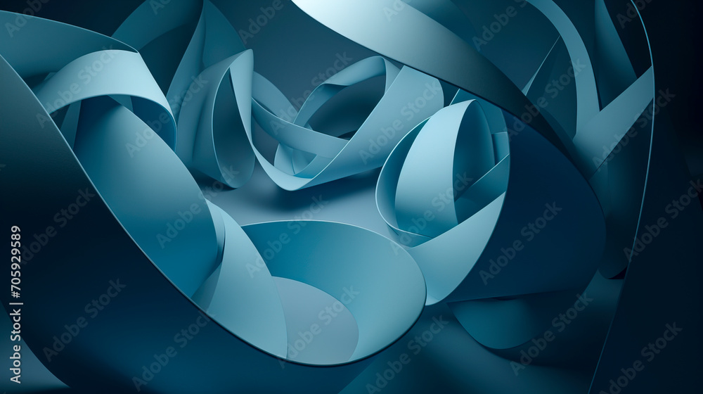Sculptural Blue Paper Waves Abstract Design created with Generative AI technology Sculptural Blue Paper Waves Abstract Design created with Generative AI technology