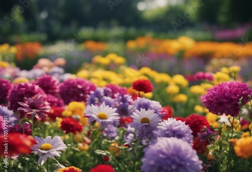 Beautiful flower gardening design details Designing beautiful landscape Multicolored flowerbed meadow