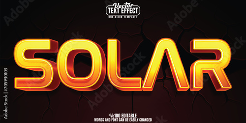 Solar editable text effect, customizable space and sun 3D font style