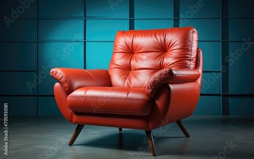 Red leather armchair, studi...
