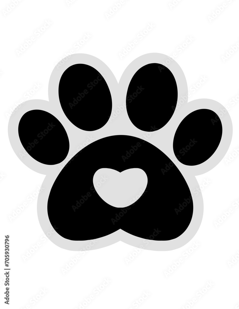 Paw Print Heart Silhouette SVG Vector Paw Print Heart Silhouette SVG Vector