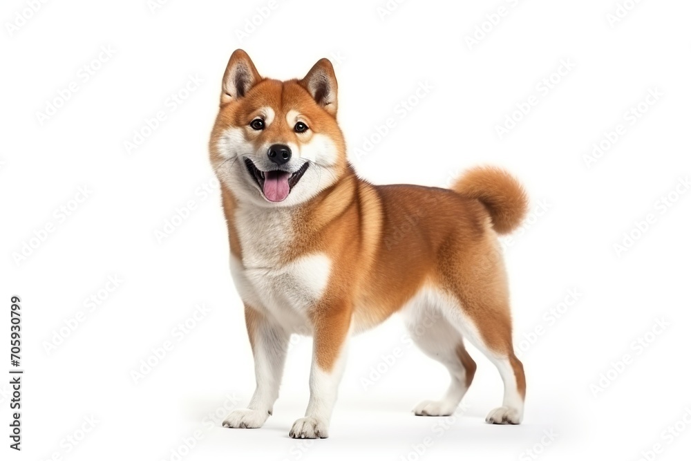 Young Akita Inu dog on white background