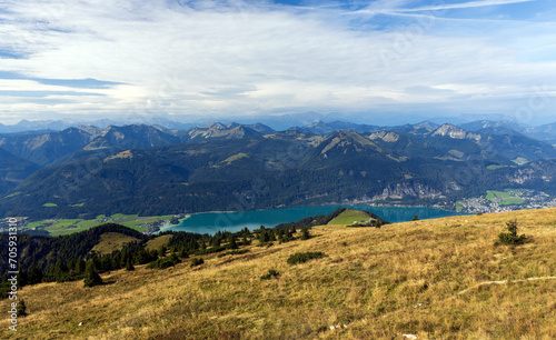 Panoramic view of alpine lake, Schafberg, Austria. © Martin