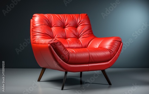 Red leather armchair, studi...