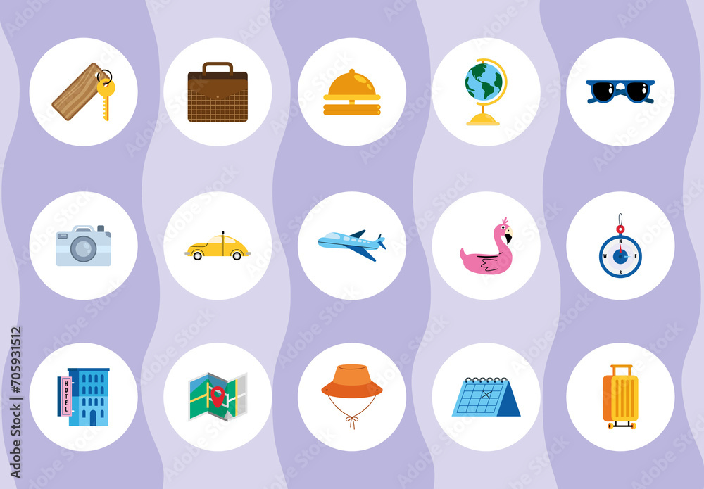 Icon Trip Note Trip Travel Icon Set Stock Template | Adobe Stock