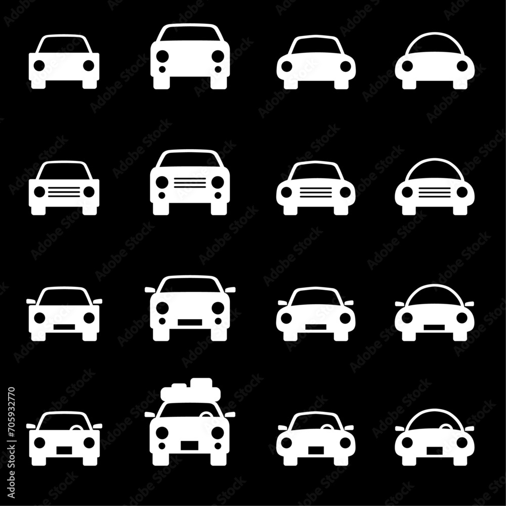Set 1 of icons representing car Vector Illustration