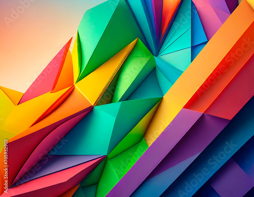 Colorful geometric shapes of various types  shapes and sizes with beautiful details ideal for backgrounds and textures. Art with rainbow design and colors