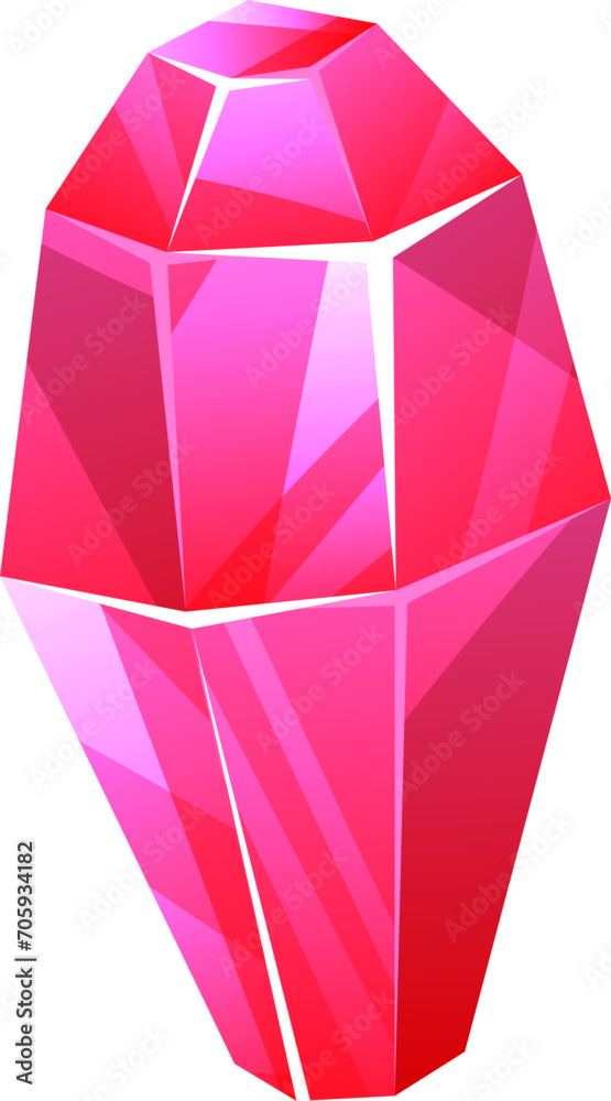 Pink gemstone, low poly style design, radiant crystal isolated on white background. Geometric diamond, luxury fashion accessory vector illustration. Pink gemstone, low poly style design, radiant crystal isolated on white background. Geometric diamond, luxury fashion accessory vector illustration.