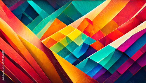 Colorful geometric shapes of various types, shapes and sizes with beautiful details ideal for backgrounds and textures. Art with rainbow design and colors