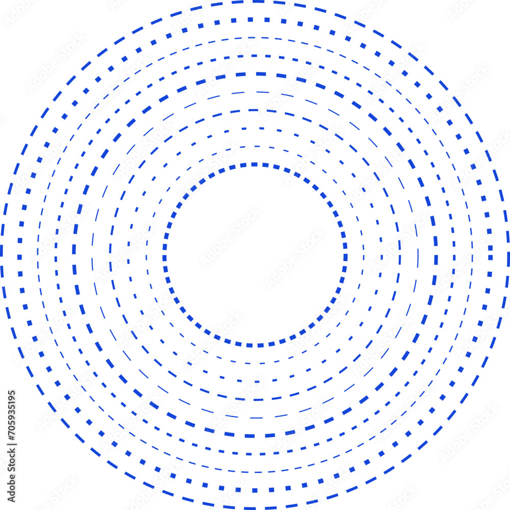 An abstract transparent futuristic dashed concentric circle pattern design element. An abstract transparent futuristic dashed concentric circle pattern design element.