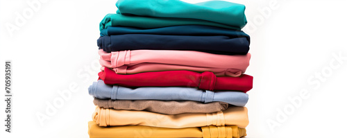 Pile of t shirts in various colors isolated.