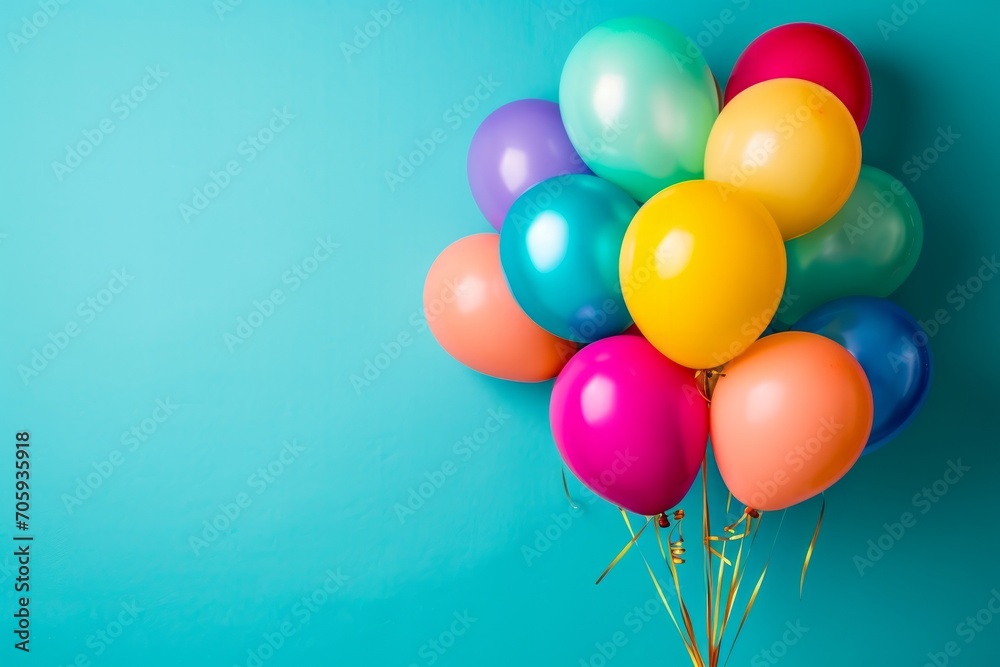 Bunch of bright balloons and space for text against color background Bunch of bright balloons and space for text against color background